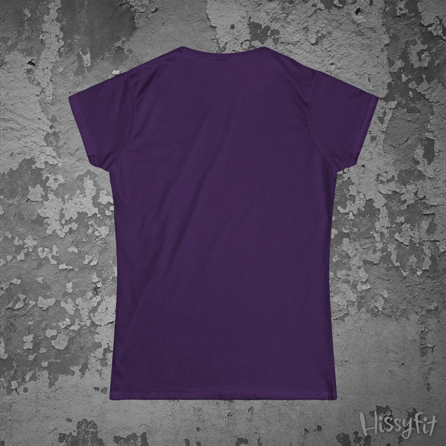 Purple t-shirt on a textured gray background
