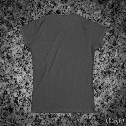 Gray t-shirt on a granite surface with 'Hissyfit' branding.