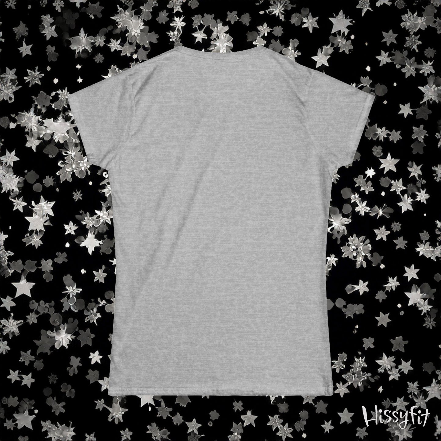 Gray t-shirt on a black background with star patterns