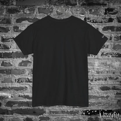 Black t-shirt against a textured brick wall