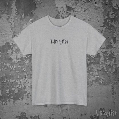 Light Grey t-shirt with 'Hissyfit' logo on a textured gray background