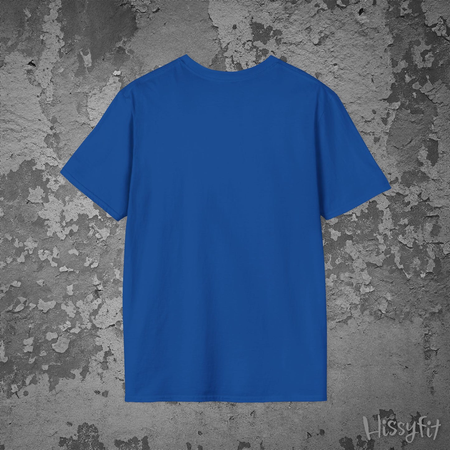Blue t-shirt on a textured gray background