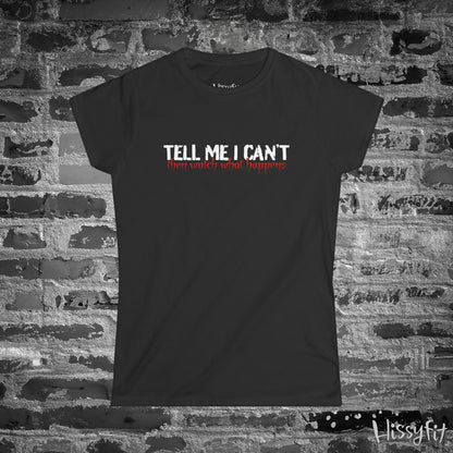Black t-shirt with motivational quote on a brick wall background