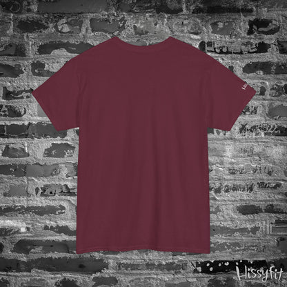 Maroon t-shirt on a textured stone wall background